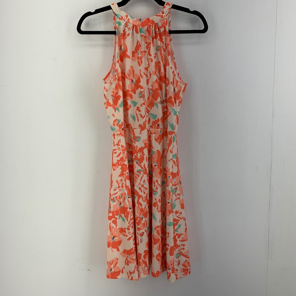 Halter Neck A-Line Dress Sleeveless Back Tie Size M Summer Casual Colorful Beach